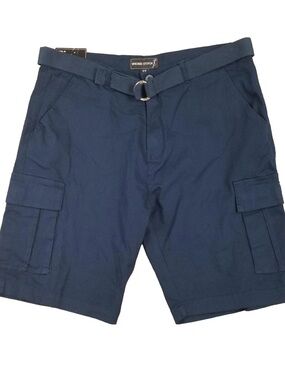 Men's Navy Cargo Shorts with Web Belt